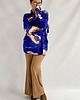 kardigany damskie Aksamitne KIMONO domowe/ narzutka, autorski print  CHMURY niebieskie 6