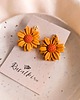 kolczyki z masy plastycznej Rustykalne kolczyki rudbekie, kwiatowa biżuteria w stylu boho prezent dla niej 1