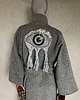 płaszcze damskie Płaszcz kimono wełna alpaka patchworkowe oko z frędzlami. 7