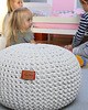 pufy do siedzenia Pufa jasny ecru bawełniana okrągła handmade 7