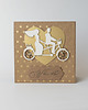 zaproszenia i kartki na ślub Kartka ślubna z parą młodą na rowerze 1