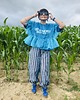 spodnie materiałowe damskie Balloon pants w paski n/b 3