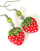 kolczyki z masy plastycznej Małe kolczyki truskawki 2