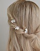 Ślubne ozdoby do włosów Kokówki z kwiatkami i perłami Salvia 2