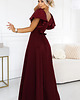 sukienki maxi damskie 694-3 MIRELLA Elegancka rozkloszowana sukienka maxi z cekinami - bordo 2
