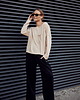 t-shirt damskie Koszulka longsleeve Z KIESZONKĄ bawełniana beżowa 1