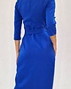 sukienki midi damskie Elegancka chabrowa   Kopertowa sukienka z różą 34-50 2