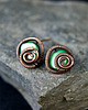 kolczyki wire wrapping Kolczyki zielone sztyfty z masą perłową 3