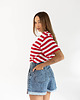 t-shirt damskie Bluzka Joy Szerokie Paski Czerwone 3
