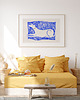 grafiki i ilustracje Dog on a blanket, grafika z psem, kobaltowy pies 2