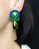 kolczyki soutache Zieleń i granat- kolczyki soutache z kryształkami 2