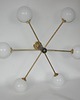 lampy wiszące Żyrandol Stilnovo style lata 60. Mosiądz, szkło i metal 6x E14 Vintage 6