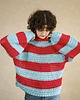 swetry damskie Całoroczny sweter oversize w paski czerwień błękit - bawełna organiczna 5