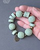 bransoletki z kamieni naturalnych Okazała bransoletka z zielonej lawy Prezent handmade 3