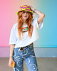 kapelusze damskie Kolorowy szydełkowy bucket hat, dragonfruit & lime green 1