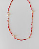chokery Czerwony choker z perłami 1