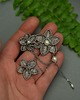 nausznice Nausznica i sztyft duże kwiaty perły wire wrapping 3