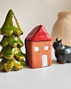 figurki i rzeźby Ceramiczny zestaw figurek, domek, choinka, kot 2