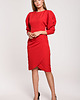 sukienki midi damskie Sukienka z bufiastymi rękawami-czerwona(S284) 1