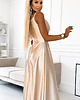 sukienki maxi damskie 299-8 CHIARA elegancka maxi długa satynowa suknia na ramiączkach - ZŁOTA 4