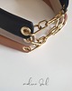 chokery CHOKER skóra naturalna czarny złoty łańcuch Glamrock 4