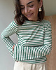 bluzki z długim rękawem damskie Longsleeve Sense green stripes bawełna 6