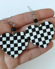 kolczyki z masy plastycznej Kolczyki Serca Szachownice 3