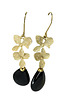 kolczyki pozłacane Kwiatowe kolczyki pozłacane z kroplą onyksu 2
