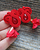 kolczyki soutache Czerwone  kolczyki soutache z kwiatami 4