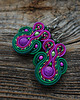 kolczyki soutache Zieleń, fuksja i cyklamen- kolczyki sutasz 3