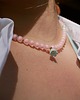 chokery Różowy naszyjnik choker z koralików z kwiatem 1