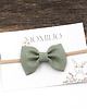 ozdoby do włosów dla dzieci Opaska do włosów kokardka z lnu zielona Linen Bow Sage 3