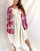 bluza bez kaptura damska Aksamitna BLUZA/ KIMONO domowe, autorski print  CHMURY różowe niebo 9