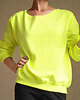 bluza bez kaptura damska Bluza fluo żółta z szerokim dekoltem 1