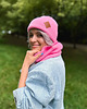 czapki damskie Bawełniana czapka beanie logo ekoskórka Różowy 2