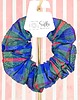 gumki do włosów L średnia gumka do włosów jedwab naturalny scrunchie niebieska w kratkę 1