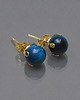 kolczyki z kamieniami Dots - Tygrysie oko blue /alloys collection/ - sztyfty 2