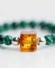 pierścionki elastyczne Pierścionek elastyczny z bursztynem i malachitem 3