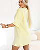 sukienki mini damskie 666-2 Bawełniana luźna sukienka oversize z krótkim rękawem - żółta 2