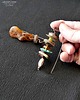 kolczyki wire wrapping Autorskie designerskie zakręcone niezwykłe kolczyki handmade bursztyn 9