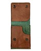 portfele damskie Zielono-brązowy portfel skórzany ręcznie uszyty na karty. 1