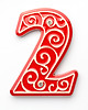 napisy dekoracyjne i tabliczki Numer domu, cyfra 2, czerwona z jasnym ornamentem, do przykręcenia 1
