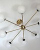 lampy wiszące Żyrandol Stilnovo style lata 60. Mosiądz, metal i szkło 8x E14 Vintage 2