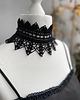chokery Gotycki naszyjnik koronkowy czarny z koralikami ombre 2
