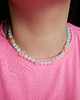 chokery Miętowy naszyjnik choker z koralików KWIATY 1