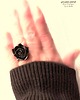 pierścionki - różne Czarna róża w pierścionku ręcznie robionym uroczy prezent handmade 1