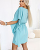 sukienki midi damskie 287-40 SOFIA Sukienka motyl z wiązaniem w pasie - pastelowy turkus - 2XL/3XL 2