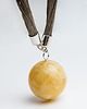 wisiory Naszyjnik bursztynowy len duża KULA żółta 4