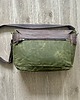 torby XXL Duża torba brązowo-zielona ze skóry i bawełny. Vintage. 1