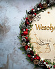 wianki bożonarodzeniowe Drewniany Wianek Świąteczny z Napisem "Wesołych Świąt!" 8